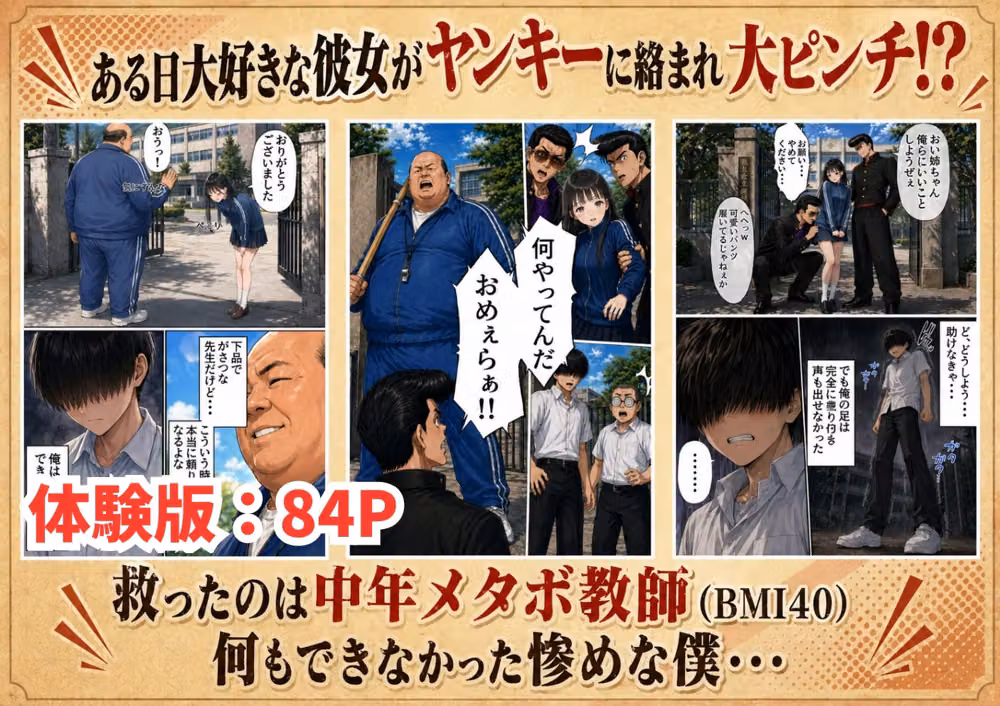 【昭和編】想いを寄せていたクラスメイトが中年メタボ教師（BMI40）と肉体関係だった件 hitomiエロ漫画raw サンプル画像003