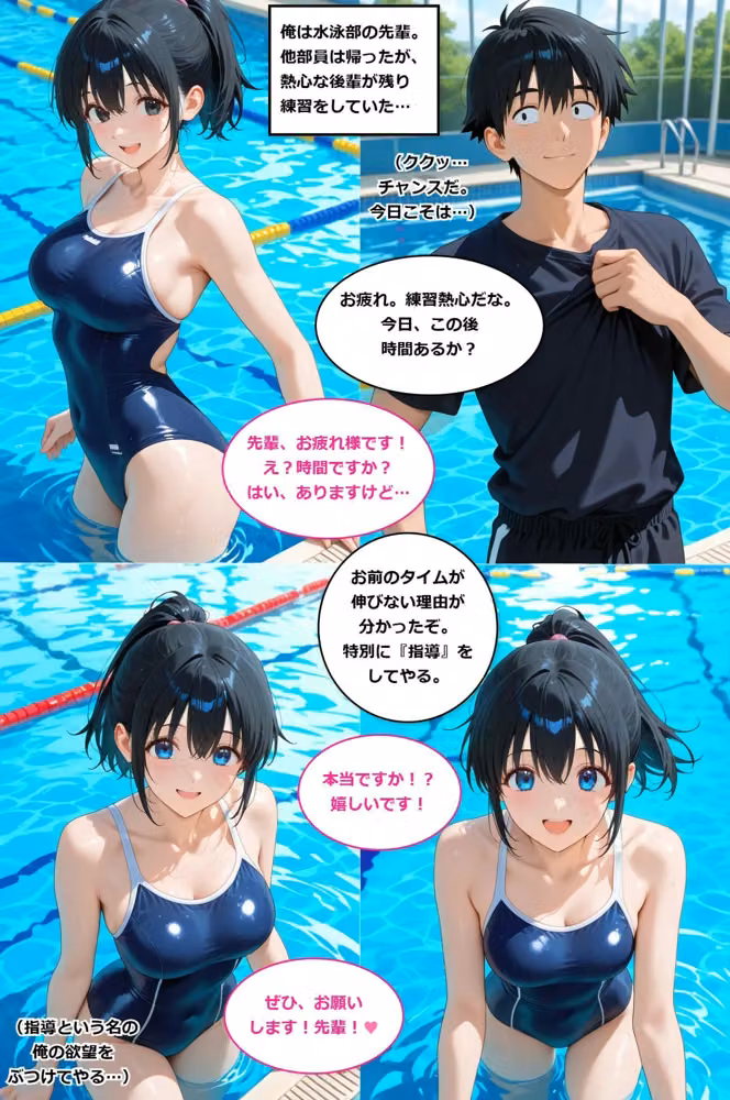 放課後の特別指導〜水泳部の先輩に、ぜんぶ教えてもらいました〜 hitomiエロ漫画raw サンプル画像001