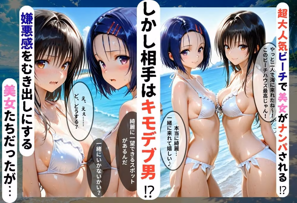 ビーチで2人組の美女をナンパし催●アプリでオナホ化した話 hitomiエロ漫画raw サンプル画像001