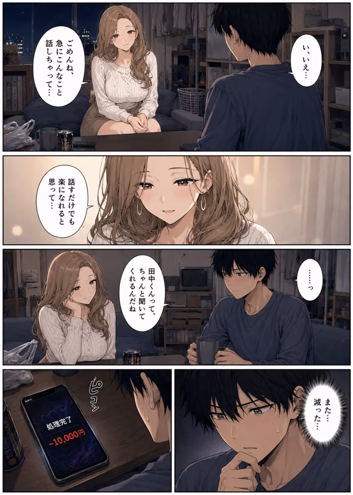 押すたび1万円消えるボタン…その度に隣の人妻がエロく体を擦りつけて誘惑してくる hitomiエロ漫画raw サンプル画像013