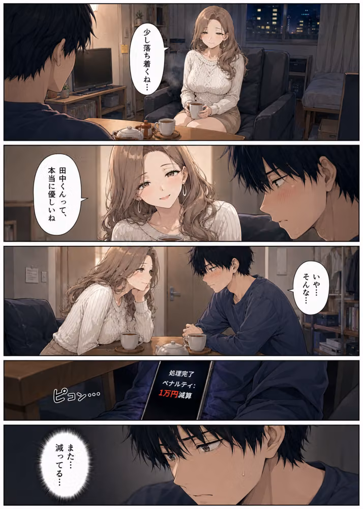 押すたび1万円消えるボタン…その度に隣の人妻がエロく体を擦りつけて誘惑してくる hitomiエロ漫画raw サンプル画像016