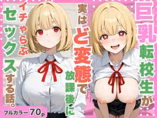 巨乳転校生が実はど変態で放課後にイチャラブセックスした話。