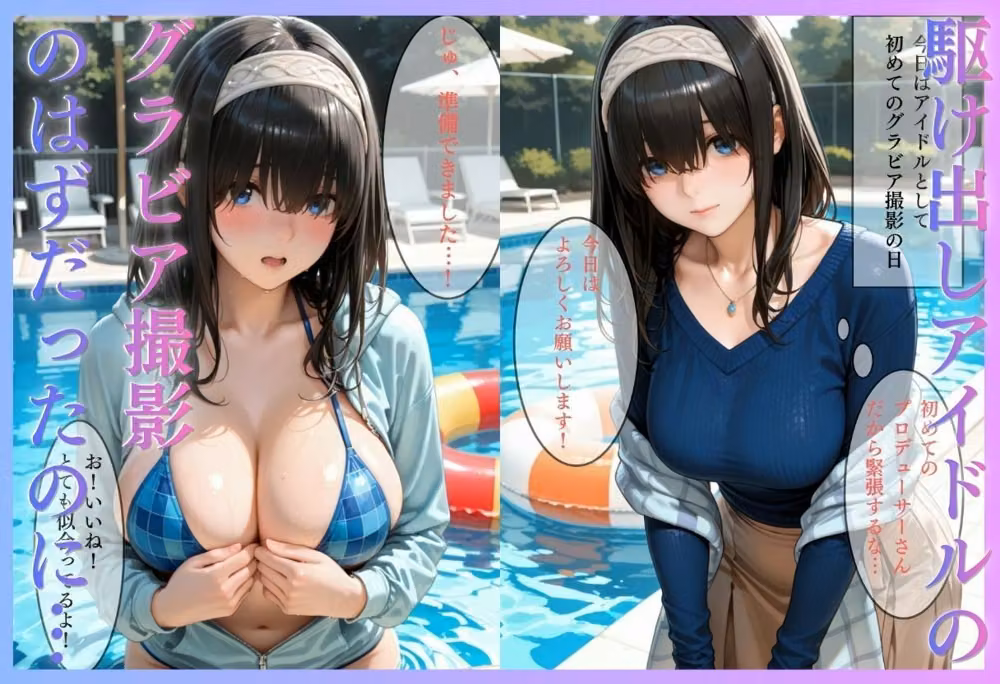 清純派アイドルのグラビア撮影のはずが…騙されて生中出しAVに転落 hitomiエロ漫画raw サンプル画像001