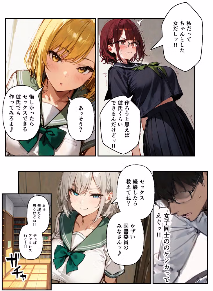 陰キャ女子ばかりの図書委員会でエロ本を見ながらコスプレセックスした話 hitomiエロ漫画raw サンプル画像016
