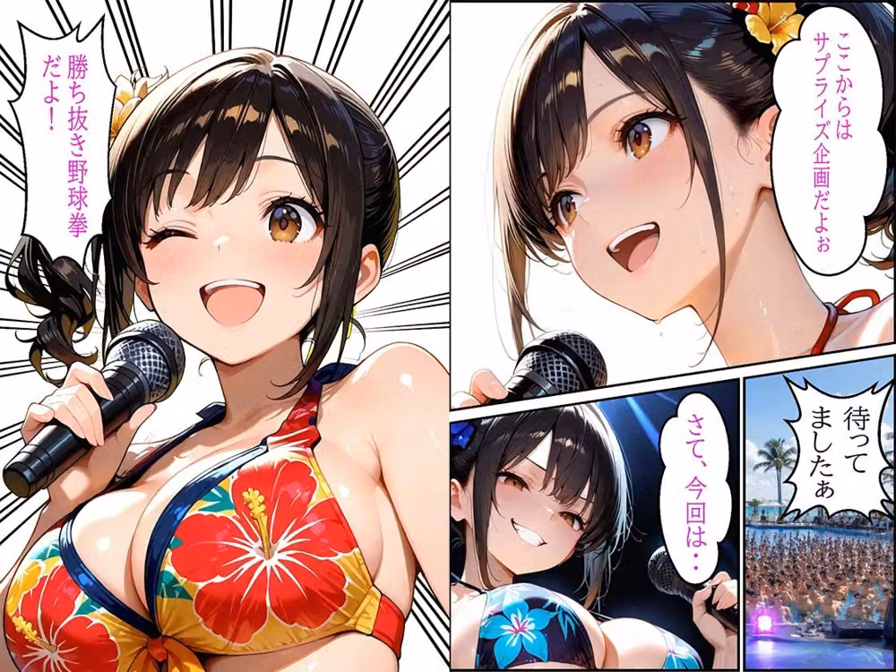 セックスアイドルの水上ライブ勝ち抜き野球拳で中出しセックス hitomiエロ漫画raw サンプル画像002