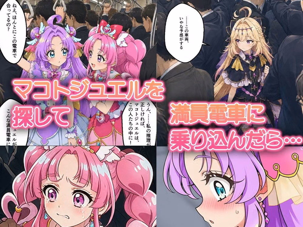 痴●電車で変身を解かれた名探偵プ〇キュア3人が堕ちる話 hitomiエロ漫画raw サンプル画像001