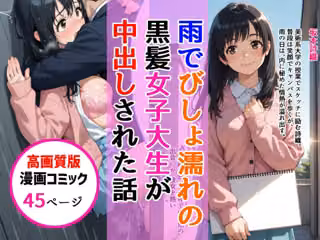 【高画質版】雨でびしょ濡れの黒髪美術系女子大生が中出しされた話