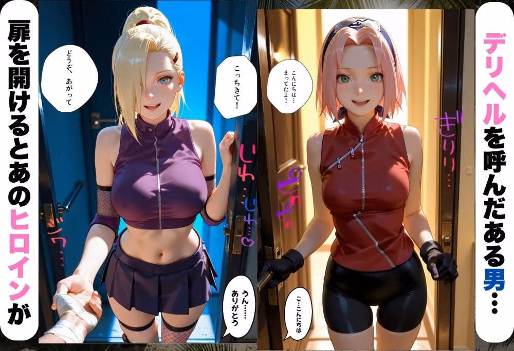 変身着せ替えデリヘルで激かわヒロインと濃厚中出しセックスした話ナ〇ト編 hitomiエロ漫画raw サンプル画像001