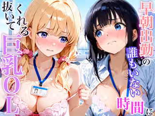 早朝出勤の誰もいないオフィスで巨乳OLに搾精された話