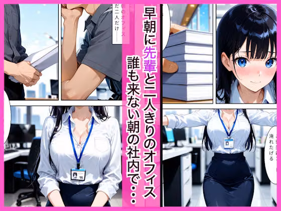 早朝出勤の誰もいないオフィスで巨乳OLに搾精された話 hitomiエロ漫画raw サンプル画像001