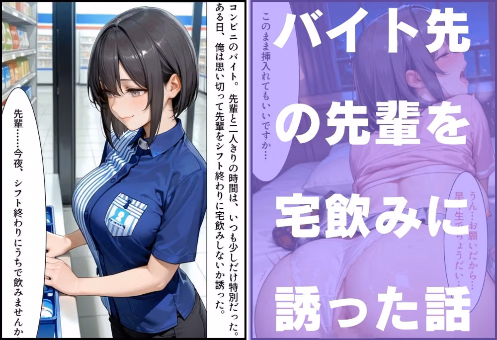 バイト先の巨乳先輩  宅飲みで酔った勢いでイチャらぶセックス 〜ふたりの秘密〜 hitomiエロ漫画raw サンプル画像001