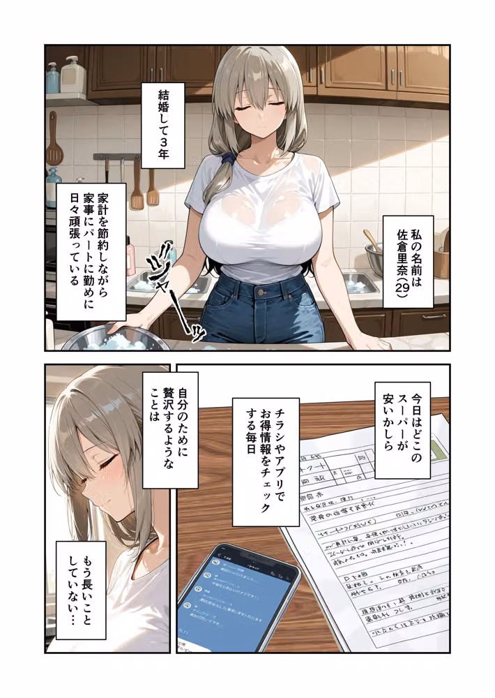 節約上手の真面目な人妻が媚薬暗示マッサージにハマって、どスケベ肉便器になった話 宇●月編 hitomiエロ漫画raw サンプル画像001