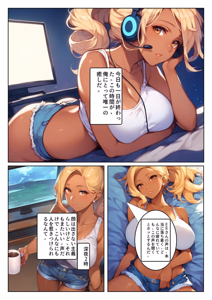 顔出しNGの推し配信者の正体が隣の黒ギャルお姉さんで毎晩中出しセックスする関係になった話 hitomiエロ漫画raw サンプル画像001