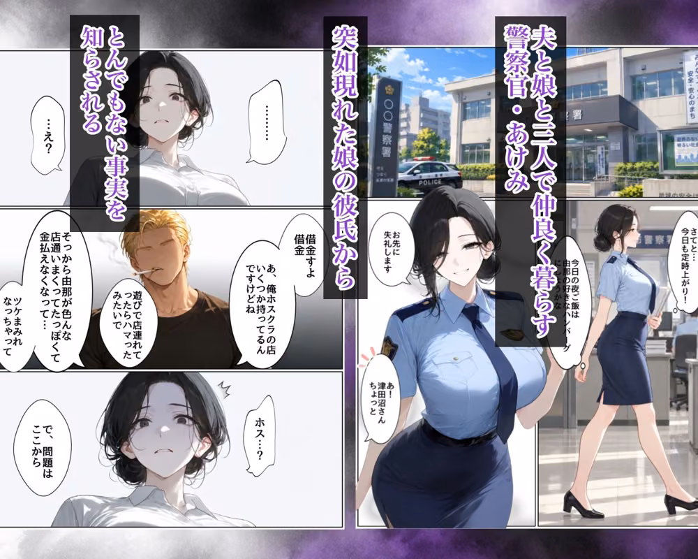 娘の彼氏とAV撮影〜娘の彼氏のチン〇でイキ狂い尿と潮をまき散らす人妻警官〜 hitomiエロ漫画raw サンプル画像002