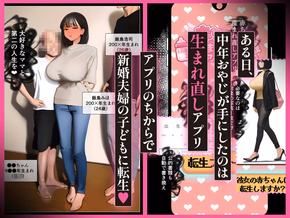 「赤●●ん生まれ直しアプリ」で転生リスタート、巨乳ママたち言いなり孕ませ好き放題【総集編】 hitomiエロ漫画raw サンプル画像003