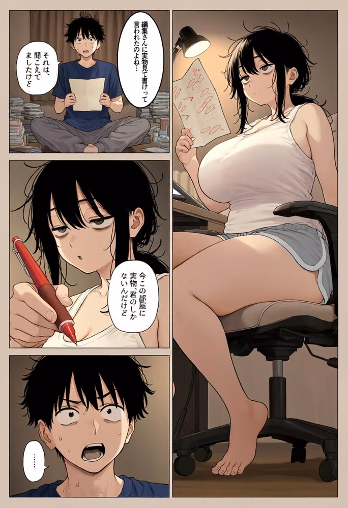 壁の薄いアパートの隣に住む人気エロ漫画家（29）にちんぽを見せたら、資料と言われながら毎晩搾られる事になった話 hitomiエロ漫画raw サンプル画像015