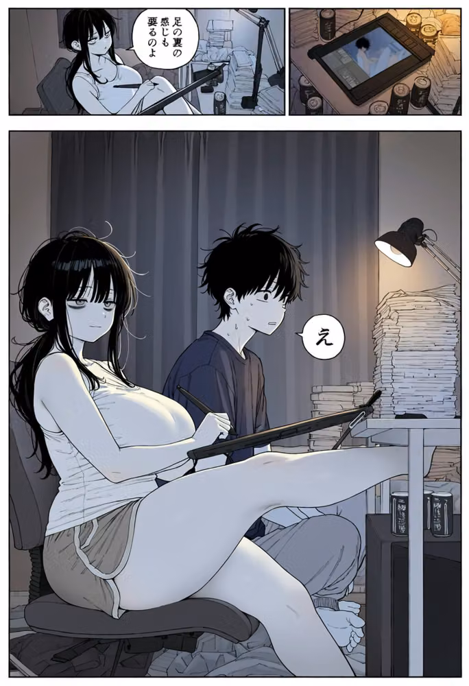 壁の薄いアパートの隣に住む人気エロ漫画家（29）にちんぽを見せたら、資料と言われながら毎晩搾られる事になった話 hitomiエロ漫画raw サンプル画像033