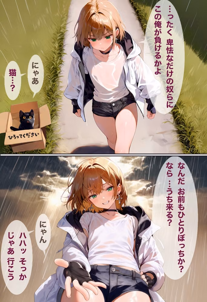 雨の日に子猫を助けた不良くんが雌猫にされた話 hitomiエロ漫画raw サンプル画像002