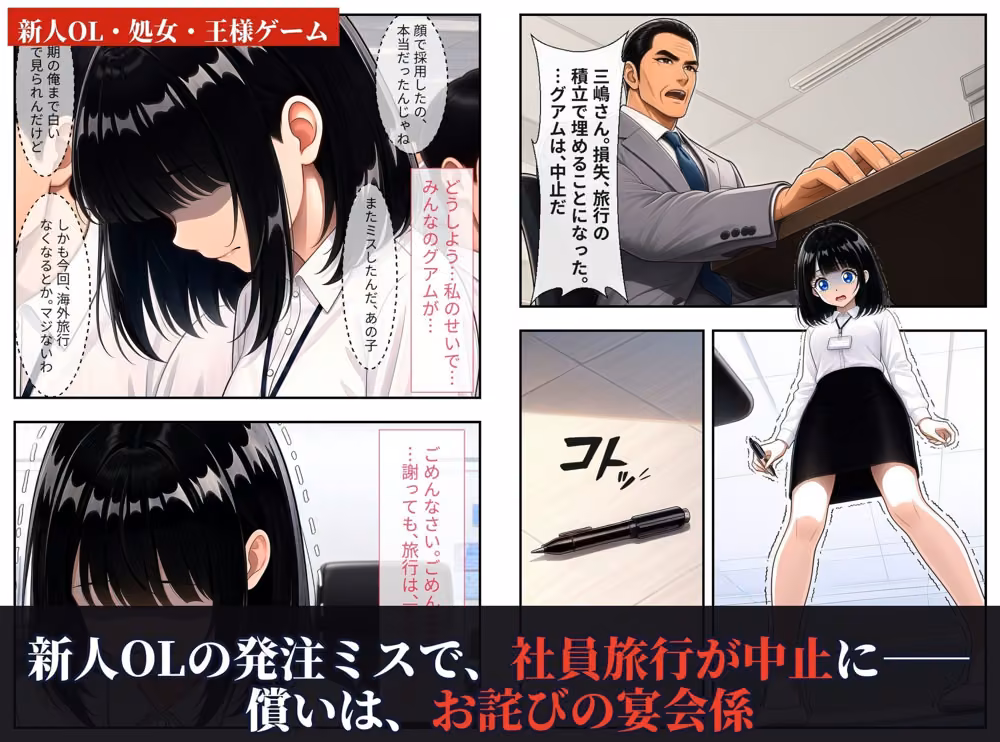王様ゲームで社員全員の前で処女を捧げる新人OL〜発注ミスの詫びは、断れない命令〜 hitomiエロ漫画raw サンプル画像001
