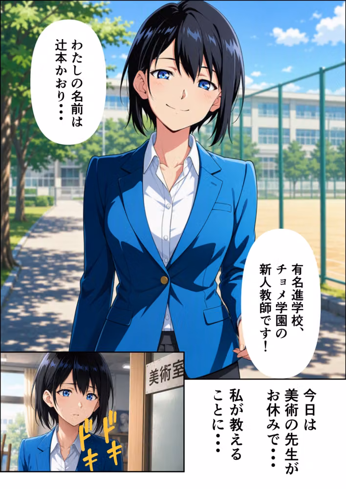 新人女教師 ちくびスケスケ教室 〜秘密の写真も大流出〜 hitomiエロ漫画raw サンプル画像001