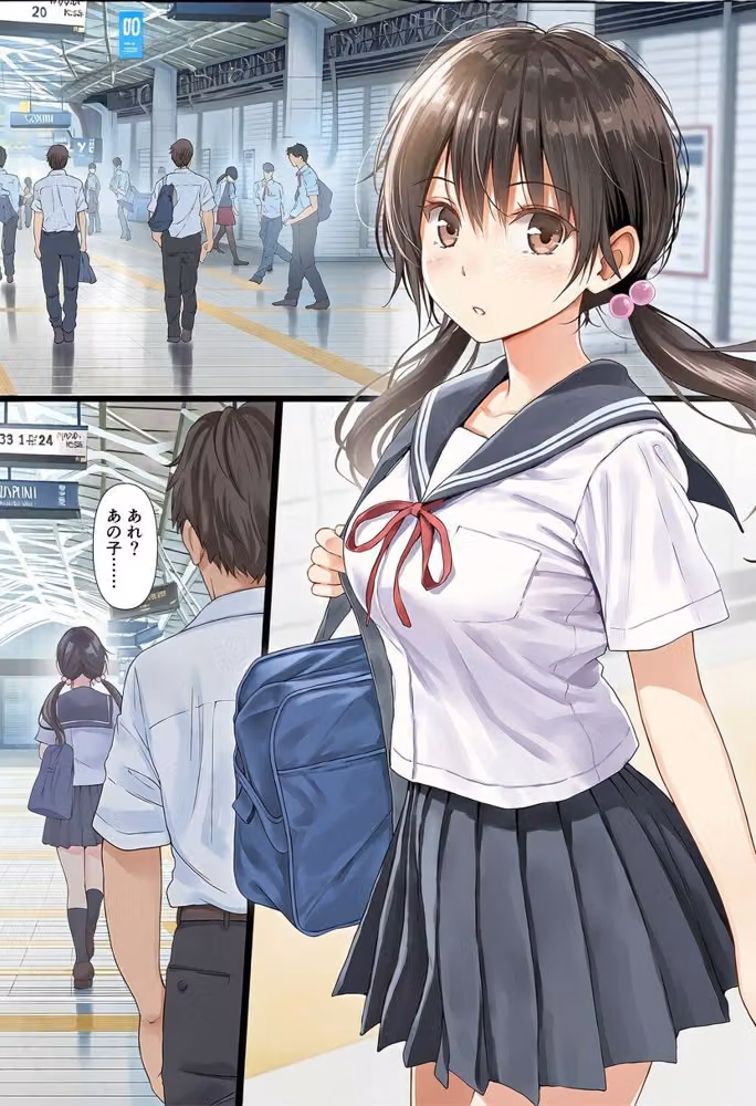 爆乳おさげちゃんの学園性活〜地獄の通学電車編〜 hitomiエロ漫画raw サンプル画像001