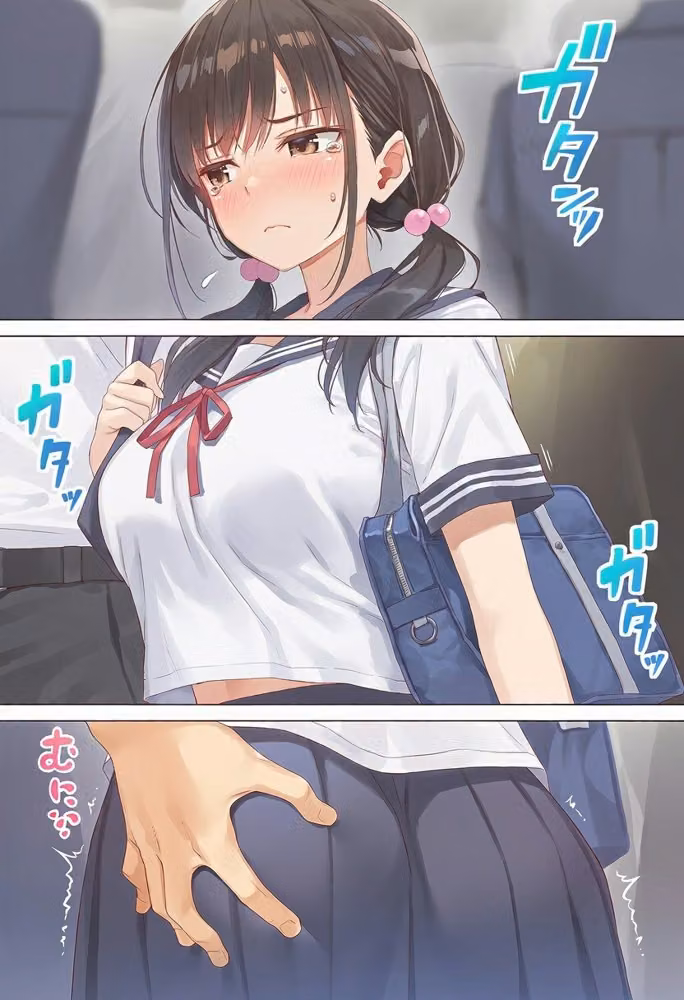 爆乳おさげちゃんの学園性活〜地獄の通学電車編〜 hitomiエロ漫画raw サンプル画像002