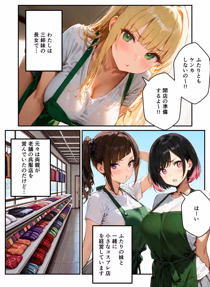 裏オプありコスプレ屋さんの3姉妹！パパたちを寝取りまくって大盛況 hitomiエロ漫画raw サンプル画像006