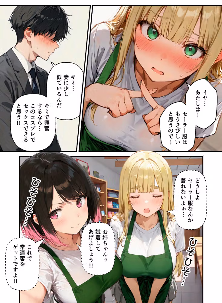 裏オプありコスプレ屋さんの3姉妹！パパたちを寝取りまくって大盛況 hitomiエロ漫画raw サンプル画像019