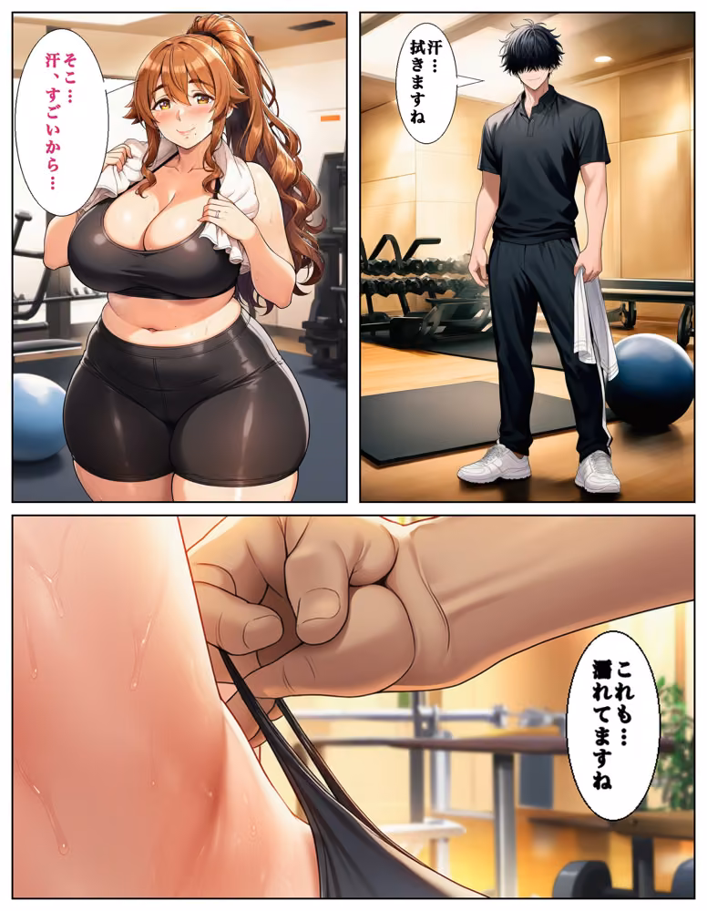 旦那に「太ったな」と言われたジム通いの人妻（44）の専属トレーナーになったら、個室ストレッチのたびに密着されて汗だく濃厚セックスが止まらなくなった話 hitomiエロ漫画raw サンプル画像019