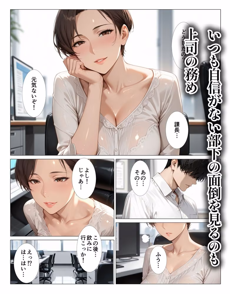 面倒見のいいショートカット巨乳上司が僕のデカチンにハマって挿入したくなる話 人妻ライフ サンプル画像1