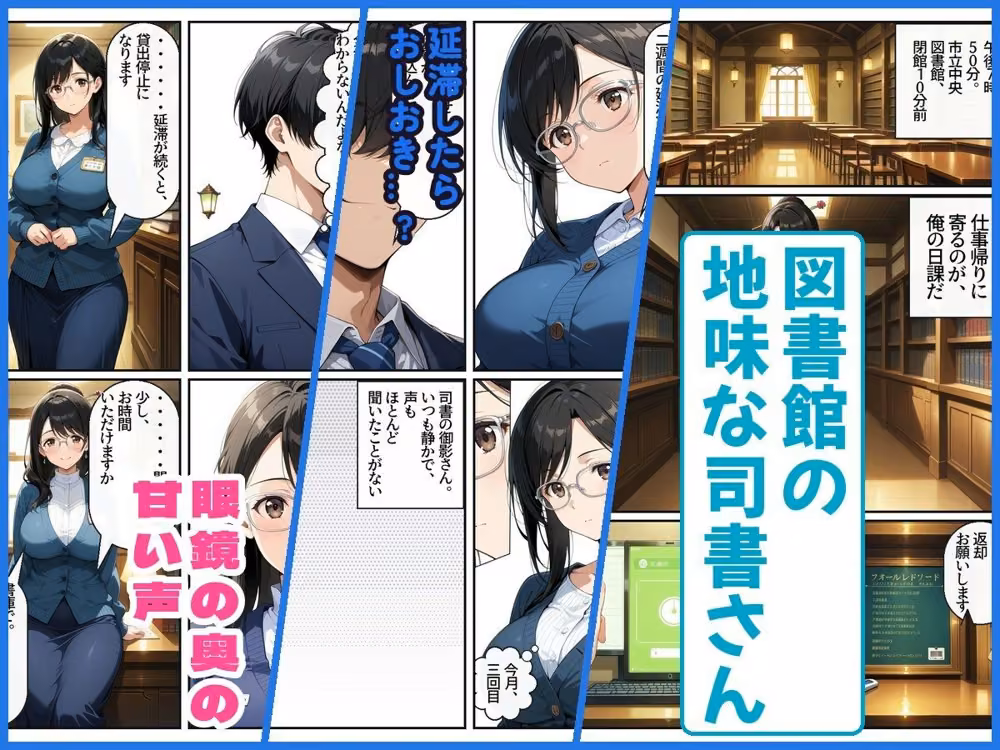 図書館の地味な司書さんに「延滞のおしおき」をされたので、閉館後の書庫でわからせた hitomiエロ漫画raw サンプル画像001