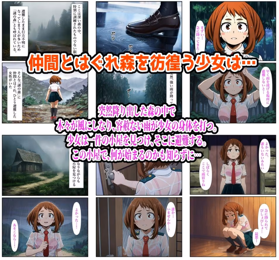 雨宿り濡れ透けレ●プ（お茶子編） hitomiエロ漫画raw サンプル画像001
