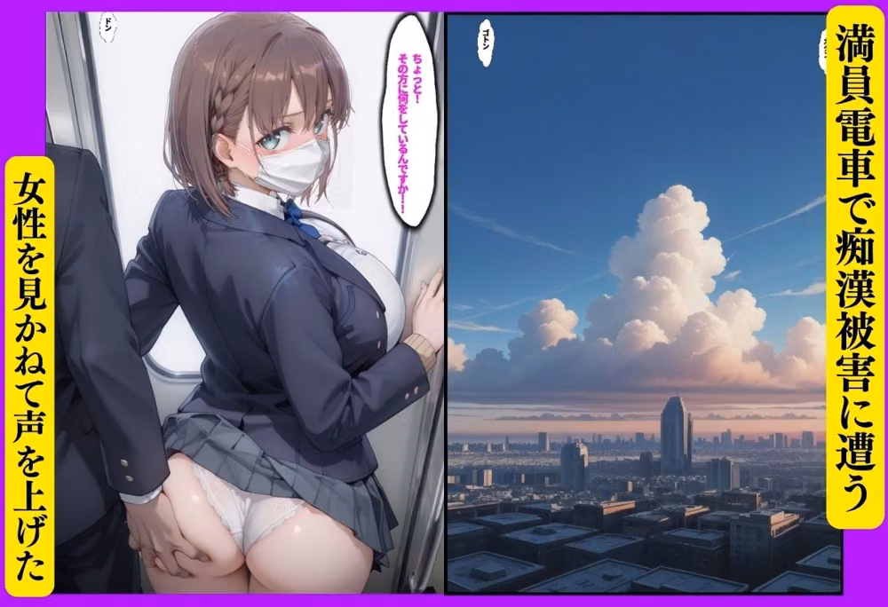 たわわ痴●堕ち 〜満員電車で正義感が仇になった女〜 hitomiエロ漫画raw サンプル画像001