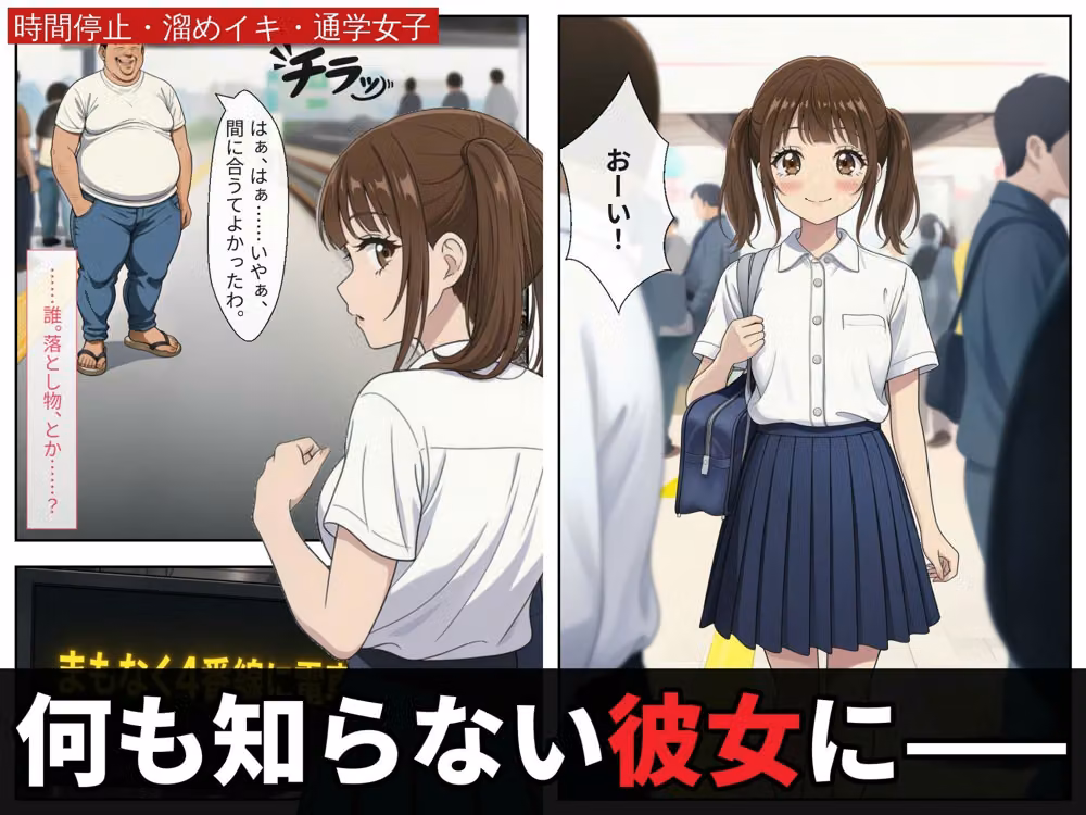 時間停止で溜めイキ、人前で解除。〜朝の通学女子編〜 hitomiエロ漫画raw サンプル画像001
