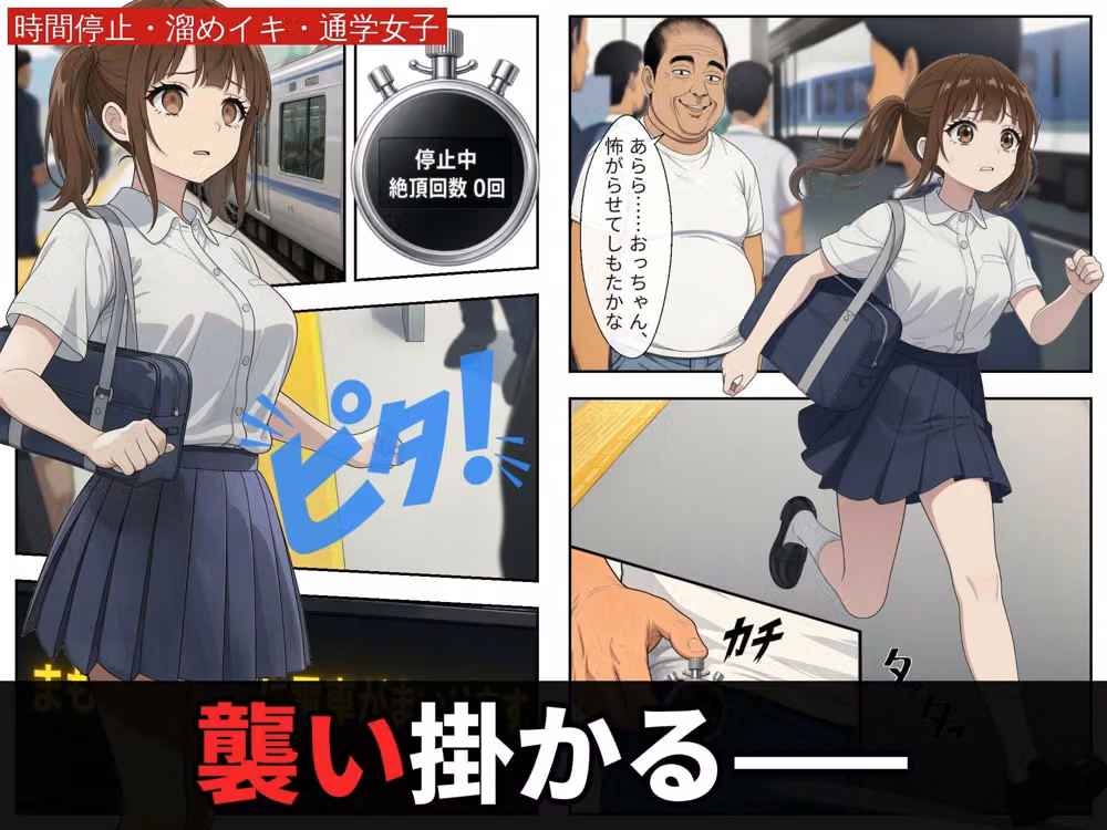 時間停止で溜めイキ、人前で解除。〜朝の通学女子編〜 hitomiエロ漫画raw サンプル画像003