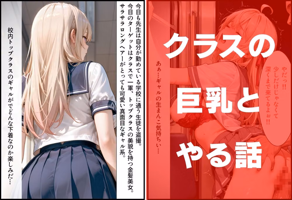 金髪ギャル系女子校生 内緒のパパ活プレイ 〜校内盗撮から、プール、帰路の電車で中出しまで〜 hitomiエロ漫画raw サンプル画像001
