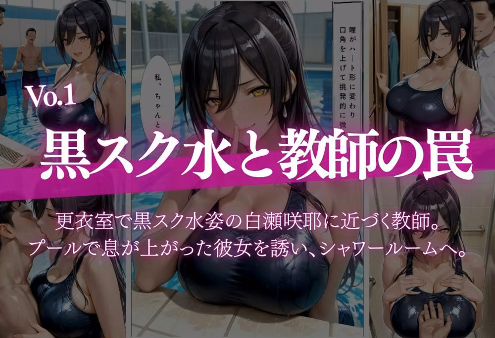 【褐色ギャル×黒スク水美少女】クラブのポールで客を漁る金欲和泉〇依と、更衣室で教師を誘う白瀬〇耶 金と快楽に溺れた一夜＆プール後の中出し連発アヘ顔記録 hitomiエロ漫画raw サンプル画像001