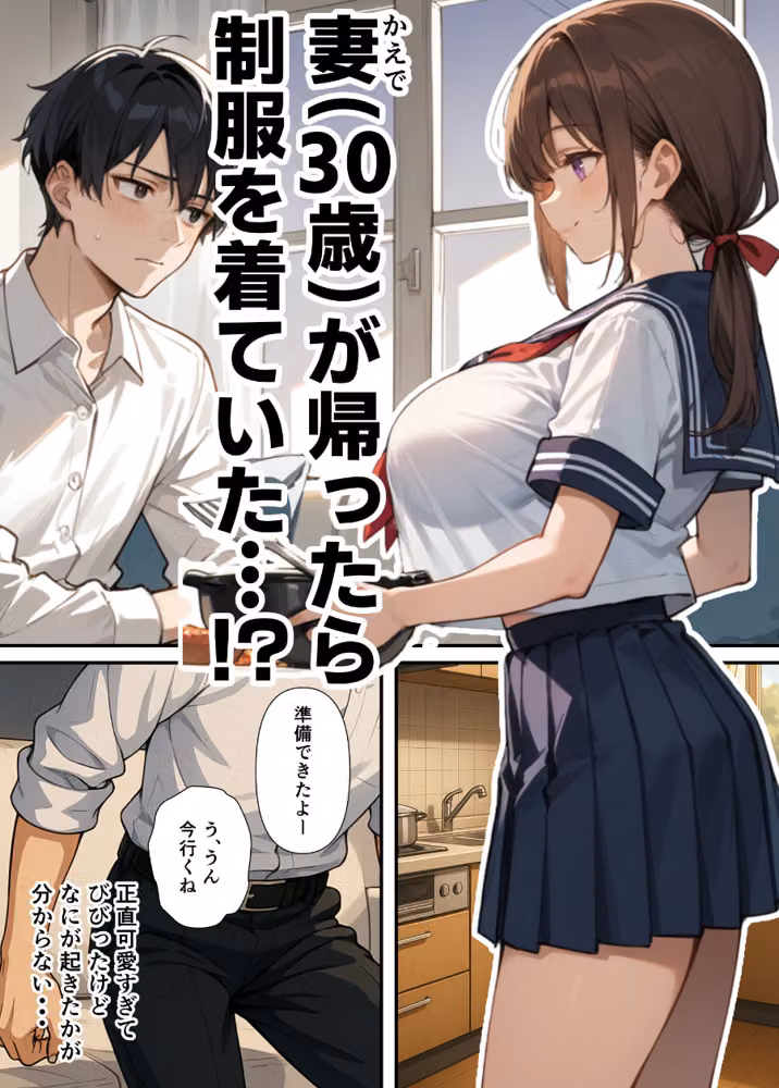 セックスレスに悩む若妻（30）12年ぶりに制服を着てイチャラブセックスする話【モザイク版】 hitomiエロ漫画raw サンプル画像013