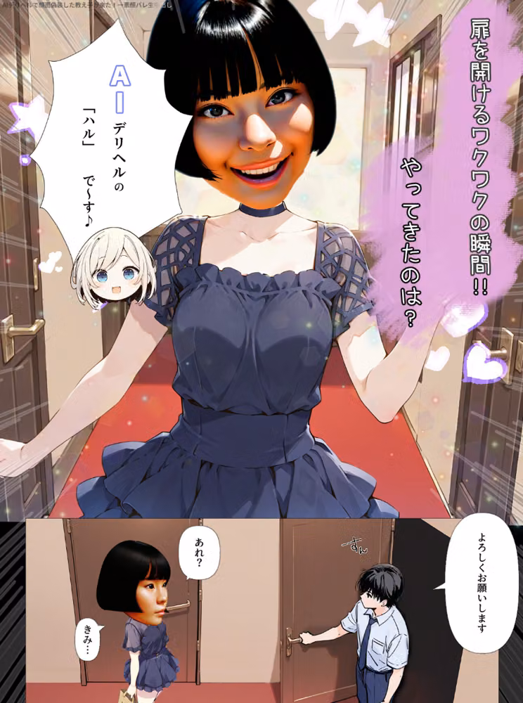 AIデリヘルで顔面偽装した教え子が来た！→素顔バレ生中出し【モザイク版】 hitomiエロ漫画raw サンプル画像001