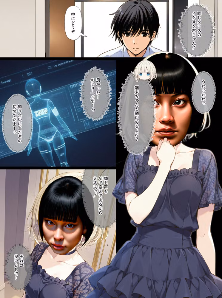 AIデリヘルで顔面偽装した教え子が来た！→素顔バレ生中出し【モザイク版】 hitomiエロ漫画raw サンプル画像002