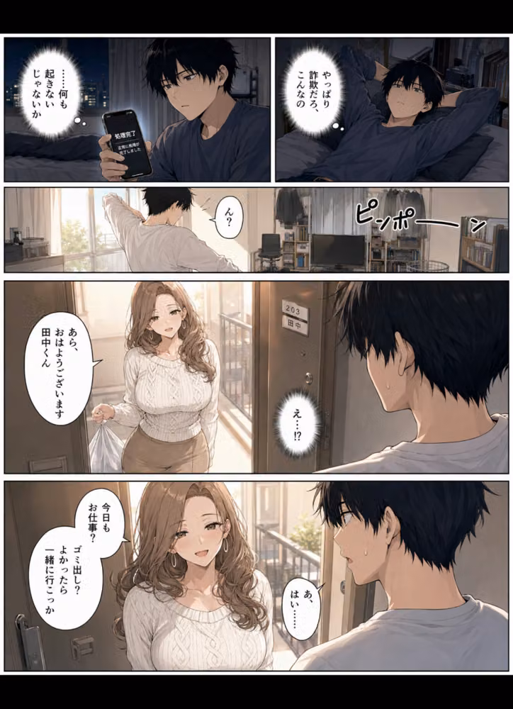 押すたび、1万円消えるボタン…その度に隣の人妻が誘惑してくる。【モザイク版】 hitomiエロ漫画raw サンプル画像001