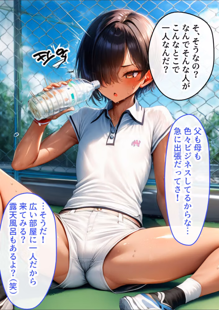 生意気なテニス部美男子が実は巨乳のボーイッシュ少女だったので中出しSEXしたら相性良すぎた【モザイク版】 hitomiエロ漫画raw サンプル画像009