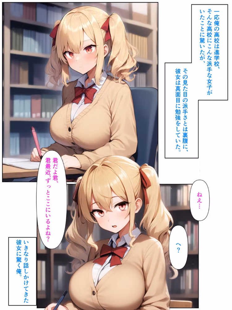 優等生の金髪ツインテの巨乳ギャルさんとラブラブエッチする話【モザイク版】 hitomiエロ漫画raw サンプル画像008