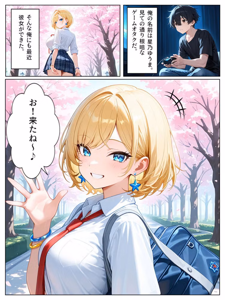 巨乳ギャル彼女とちっぱい妹と中出しセックス【モザイク版】（単話） hitomiエロ漫画raw サンプル画像001