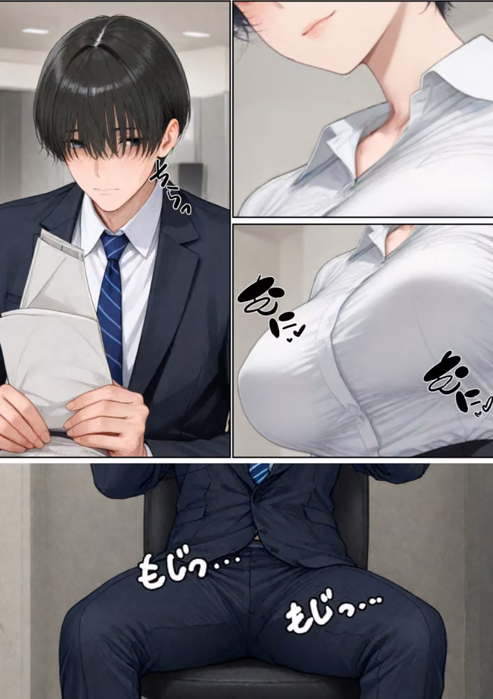 爆乳痴女の先輩OLが仕事しない後輩をヌキまくって性欲発散業務改善する話【白抜き修正版】（単話） hitomiエロ漫画raw サンプル画像002