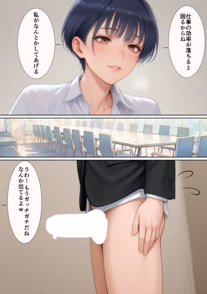 爆乳痴女の先輩OLが仕事しない後輩をヌキまくって性欲発散業務改善する話【白抜き修正版】（単話） hitomiエロ漫画raw サンプル画像006