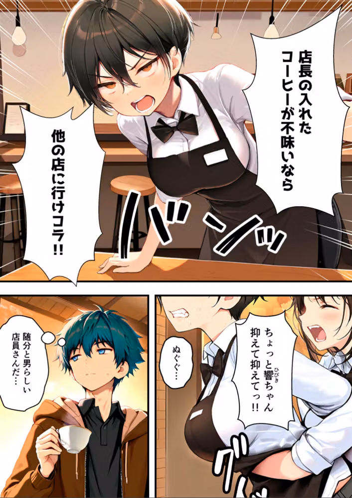 目つきの悪いボーイッシュなTSカフェ店員さんはお願いしたら中出しセックスさせてくれる（チョロい）【白抜き修正版】 hitomiエロ漫画raw サンプル画像007