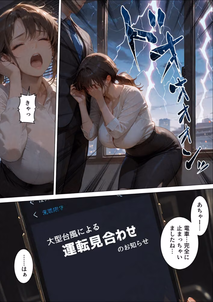 台風の夜、憧れの上司とふたりきり。〜マシュマロボディで恩返し種付け性交〜【モザイク版】 hitomiエロ漫画raw サンプル画像004