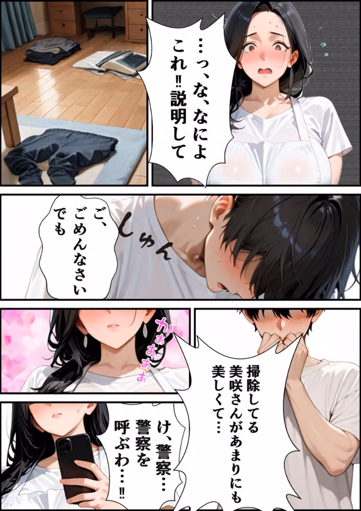 家政婦の人妻〜旦那との通話中に背徳の不倫に溺れる【白抜き修正版】（単話） hitomiエロ漫画raw サンプル画像012