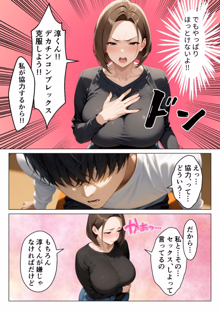 僕のデカチンコンプレックスを克服するため隣家のむちむち人妻と本気セックスします！【モザイク版】 hitomiエロ漫画raw サンプル画像011